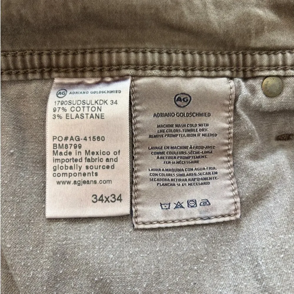 AG Adriano Goldschmied The Graduate Modern Athletic Jeans Men’s 34x34 Brown